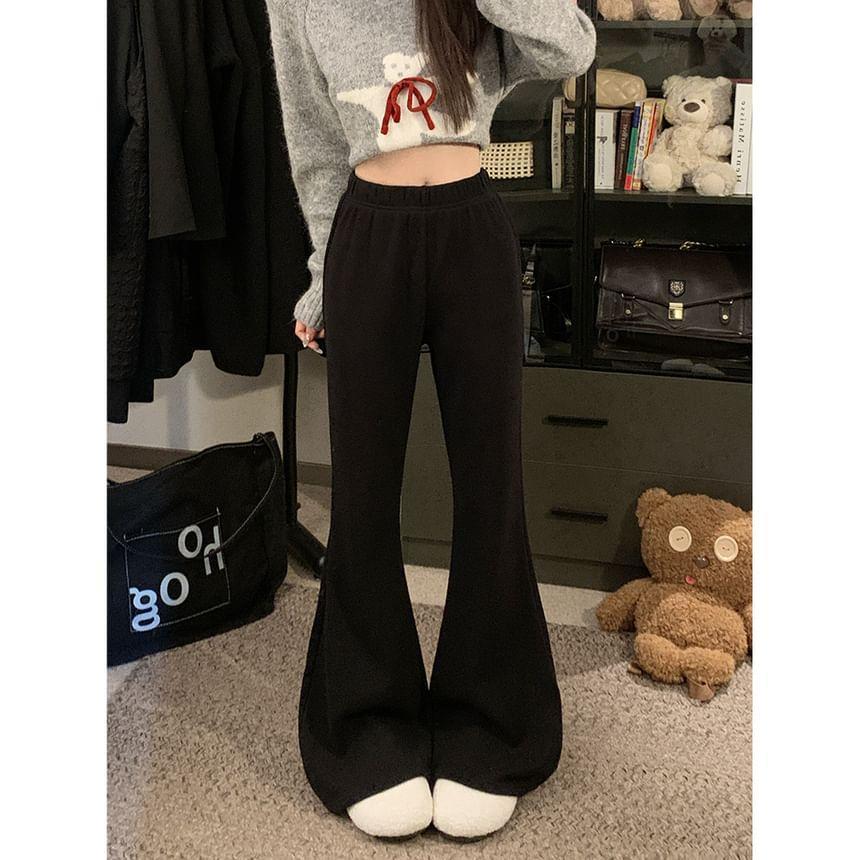 High Waist Plain Flared Sweatpants Product Image