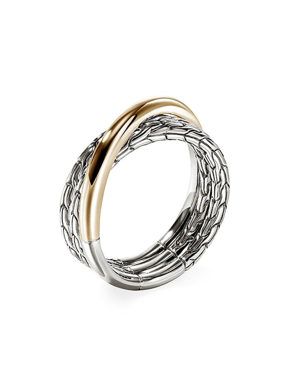 Womens JH Essentials 14K Yellow Gold & Sterling Silver Crossover Ring Product Image