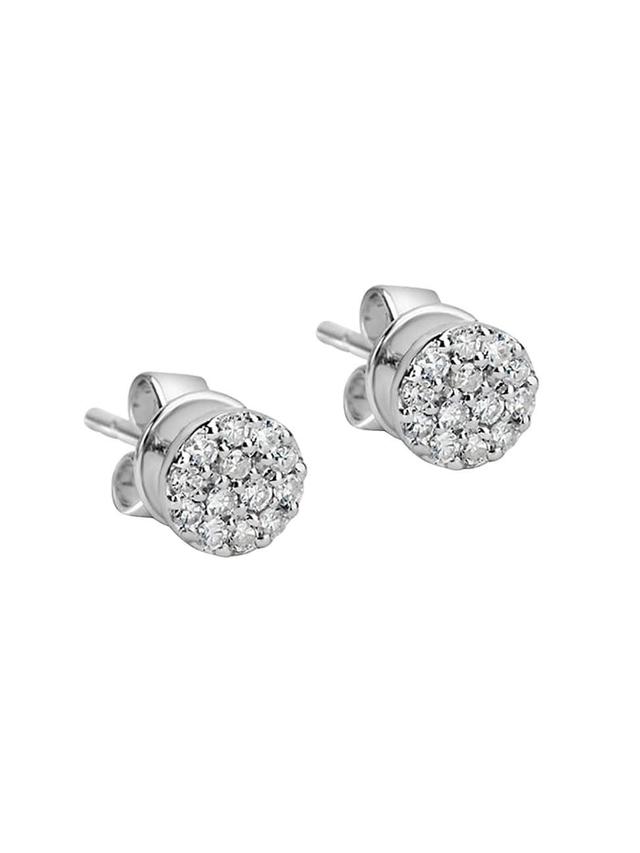 Womens 14K White Gold & Diamond Pav Stud Earrings Product Image