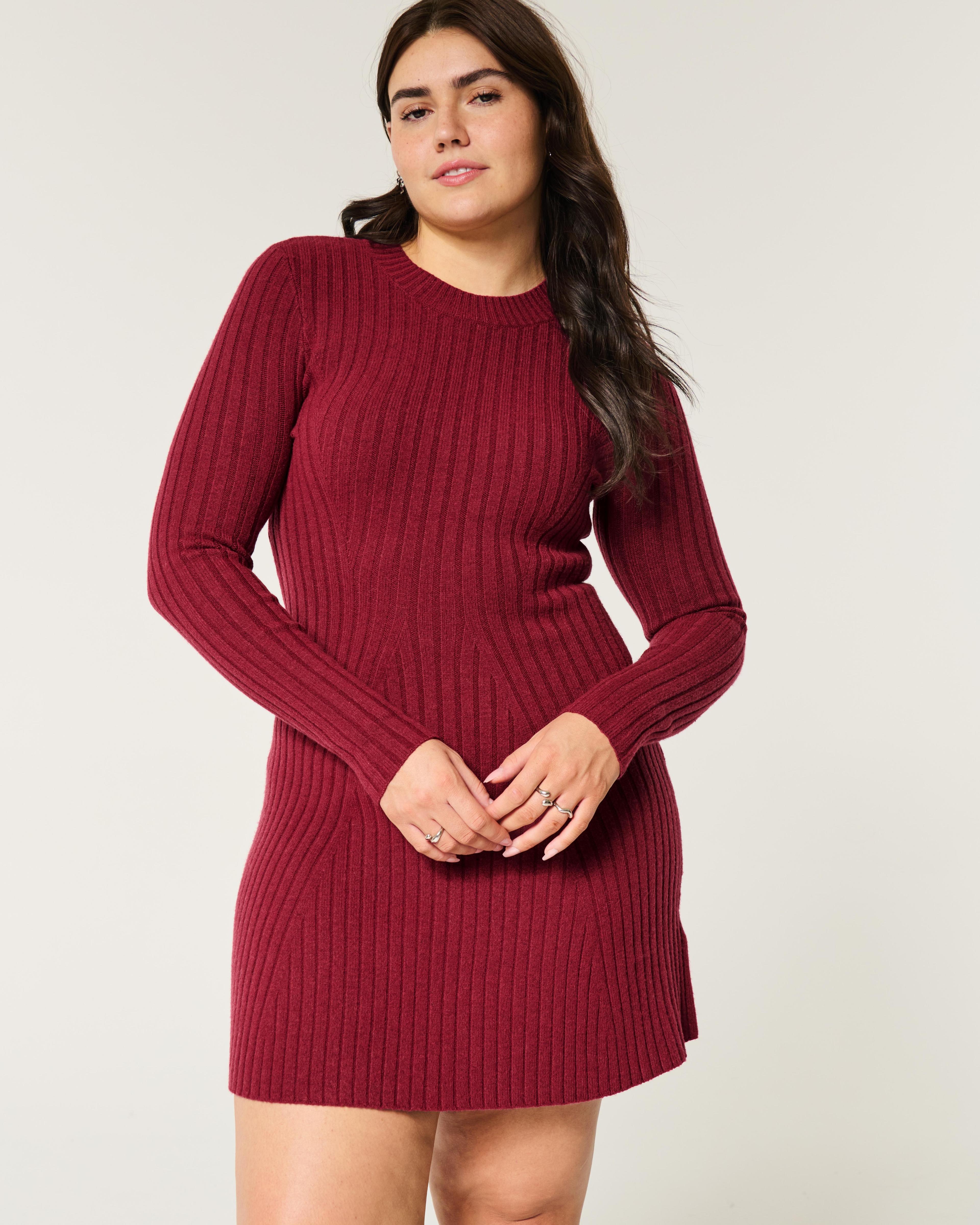 Ribbed Skater Mini Sweater Dress Product Image