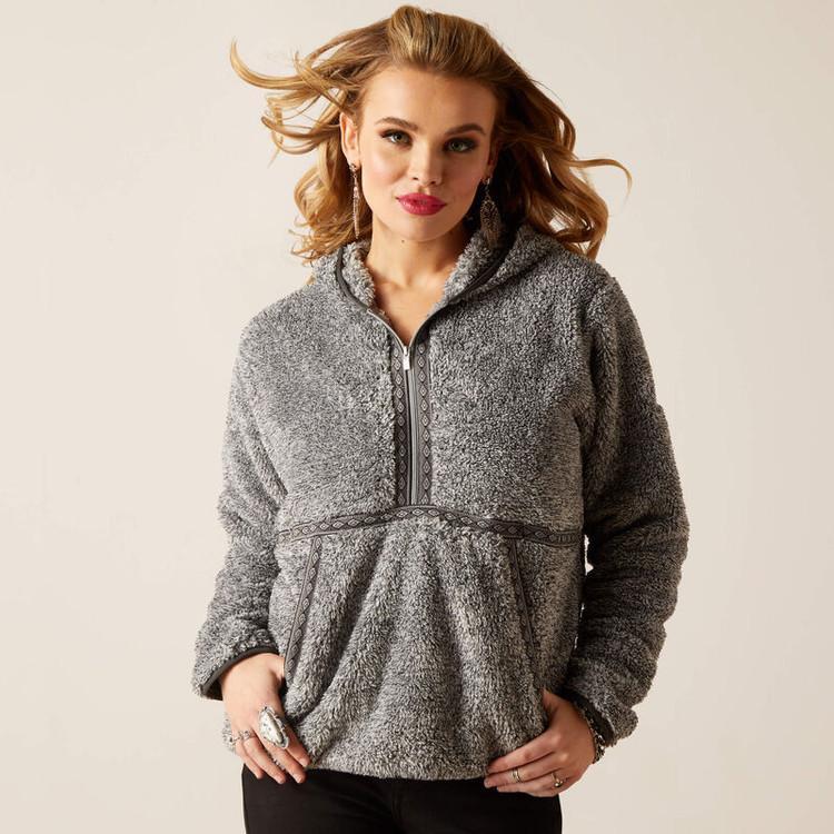 SALE Ariat® Ladies' Lurex Berber 1/2 Zip Gray Hoodie product image