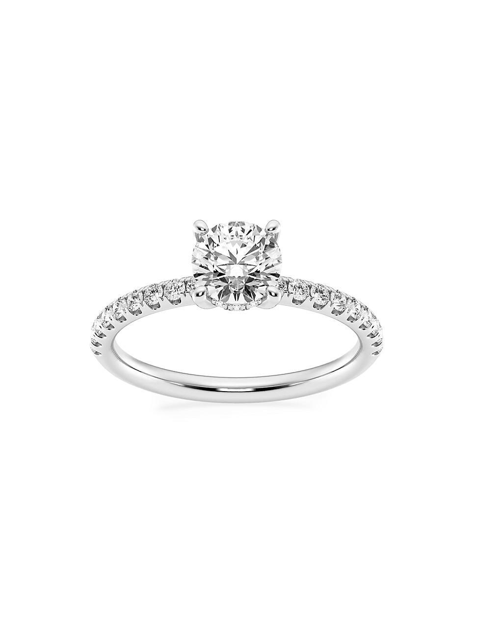 Womens 14K White Gold & Round Lab-Grown Diamond Hidden Halo Ring/0.80-3.41 TCW Product Image