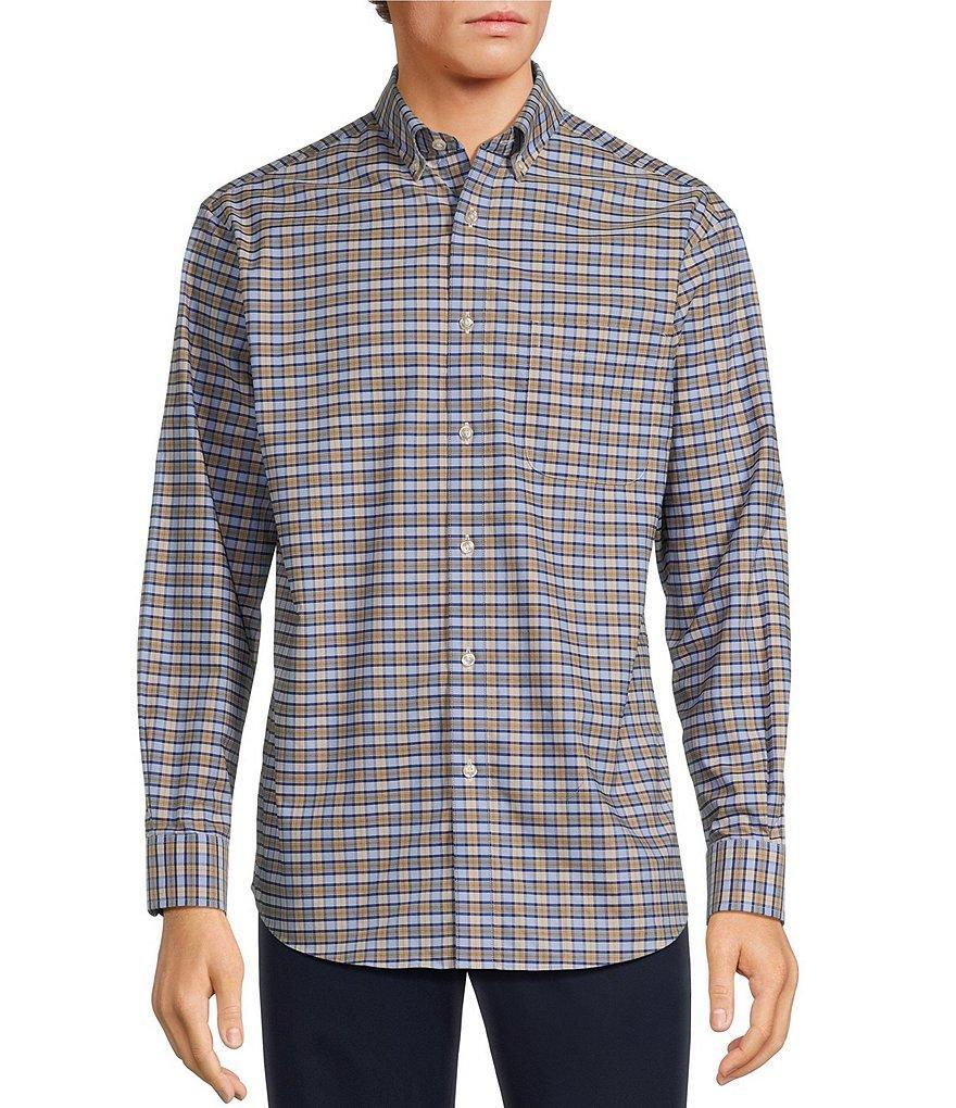 Gold Label Roundtree & Yorke Non-Iron Long Sleeve Small Plaid Pattern Oxford Sport Shirt Product Image