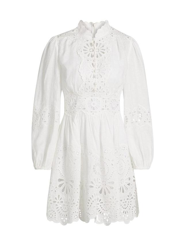 Womens Acacia Broderie Linen Minidress Product Image