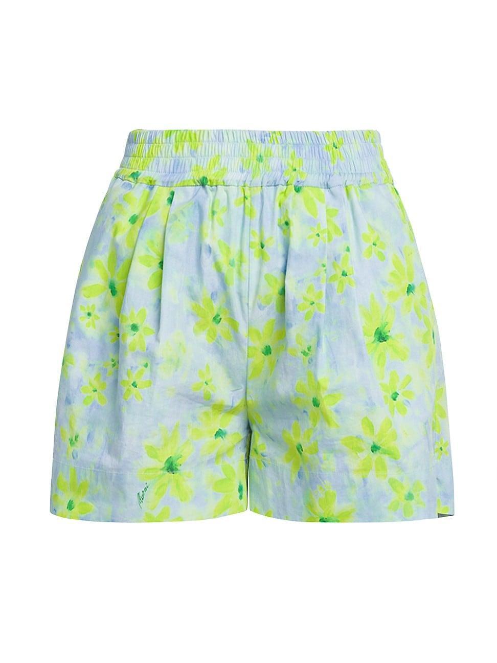 Floral-Print Pleated Pull-On Shorts Product Image