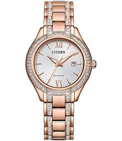 Citizen Womens Crystal-Accent Stainless Steel Bracelet Watch, 30mm Product Image