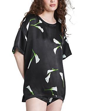 Womens Washable Silk Tee 2-Piece Pajama Set Product Image