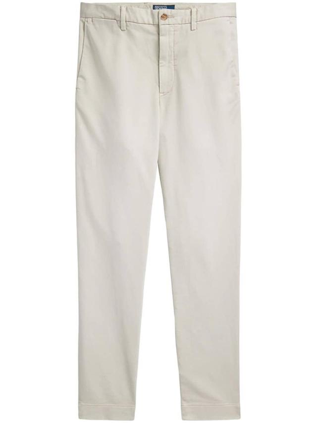 Slim-fit Cotton Trousers In Neutrals Product Image