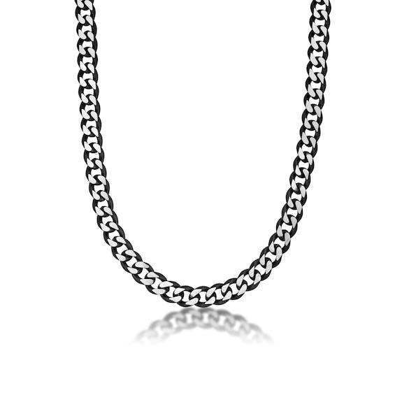 Men's 11.0mm Multi-Finish Curb Chain Necklace in Solid Stainless Steel and Black IP - 30" Product Image