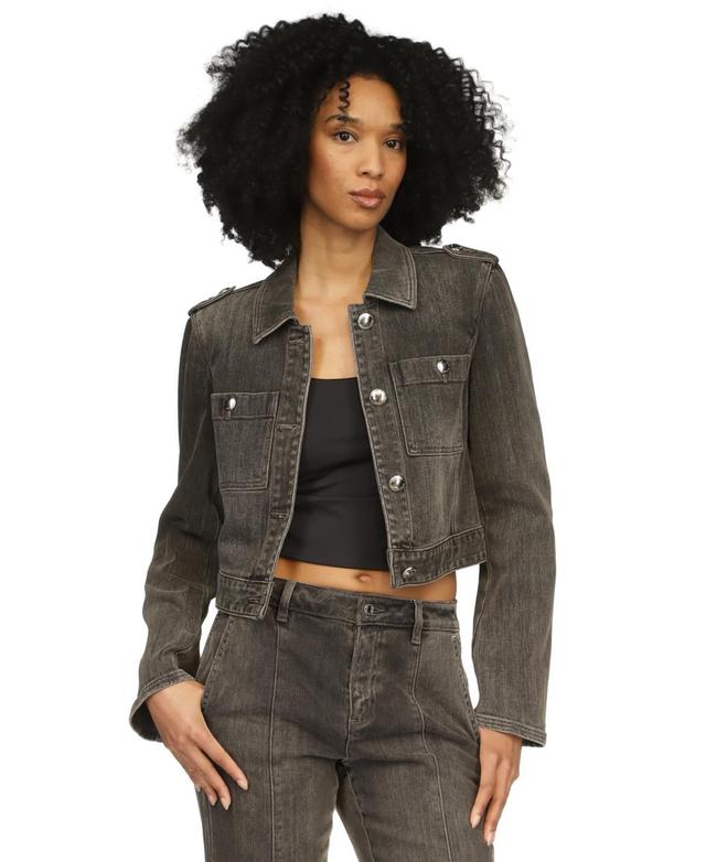 Michael Michael Kors Womens Cropped Denim Trucker Jacket Product Image