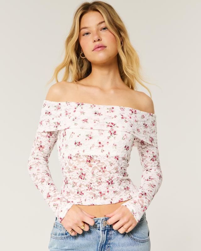 All-Over Lace Off-the-Shoulder Top Product Image