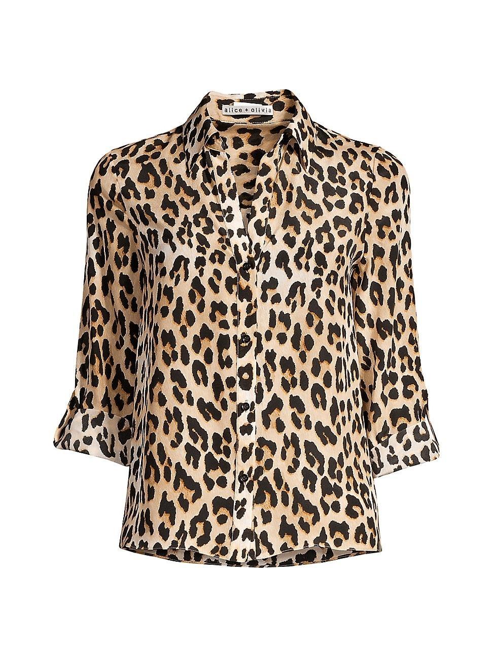 Womens Eloise Leopard Print Silk Blouse product image