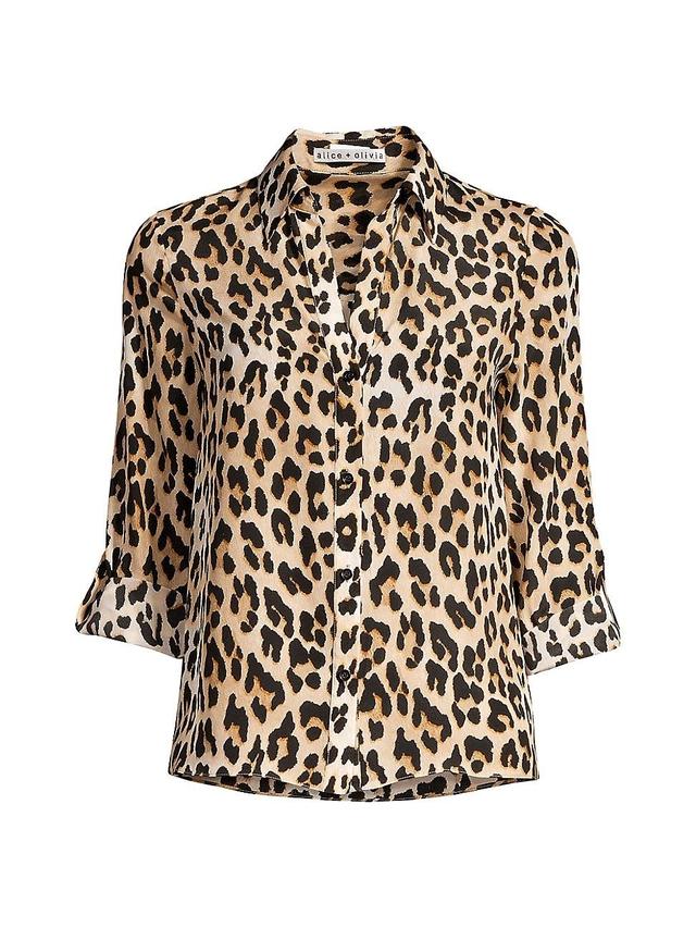 Womens Eloise Leopard Print Silk Blouse Product Image