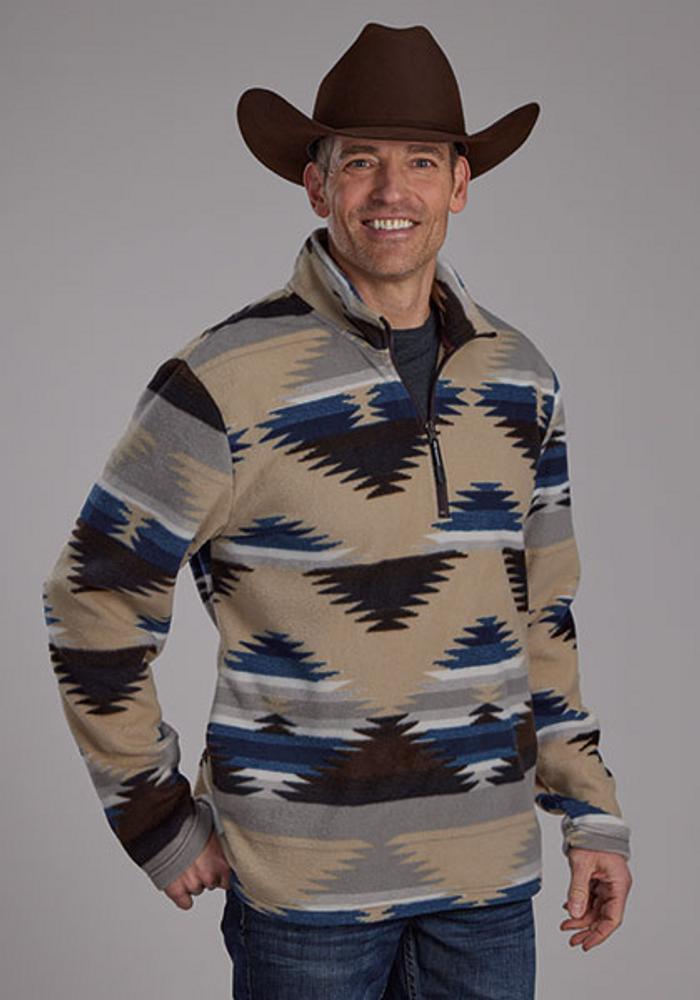 Roper® Men's Aztec Print 1/4 Zip Polar Fleece Pullover Product Image