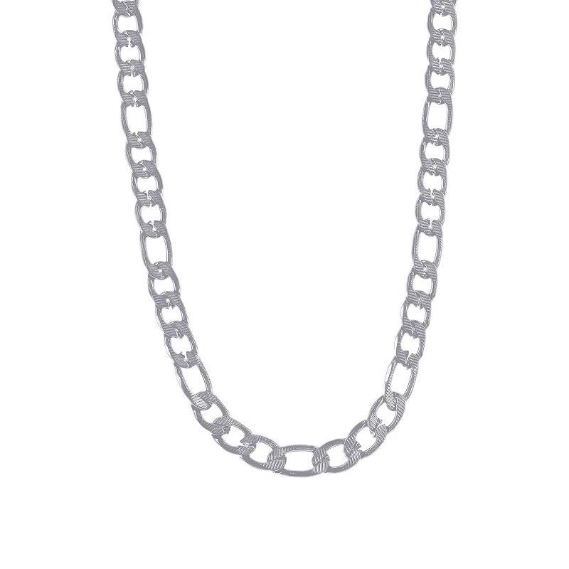 Metallo Mens Stainless Steel Textured Chain Necklace Product Image