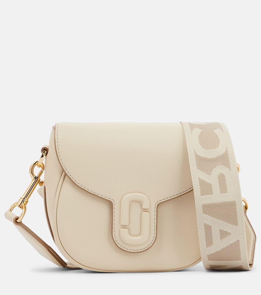 MARC JACOBS The Small Saddle Leather Shoulder Bag In 123 Cloud White Product Image