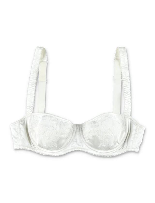 DOLCE & GABBANA Balconette Lace Bra In White Product Image