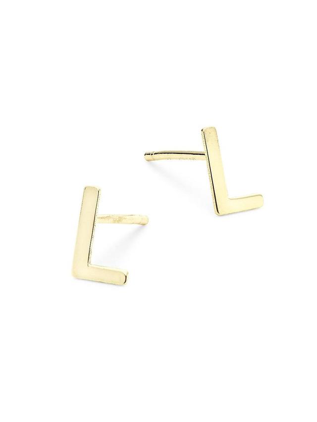 Womens 14K Yellow Gold Initial Stud Earrings Product Image