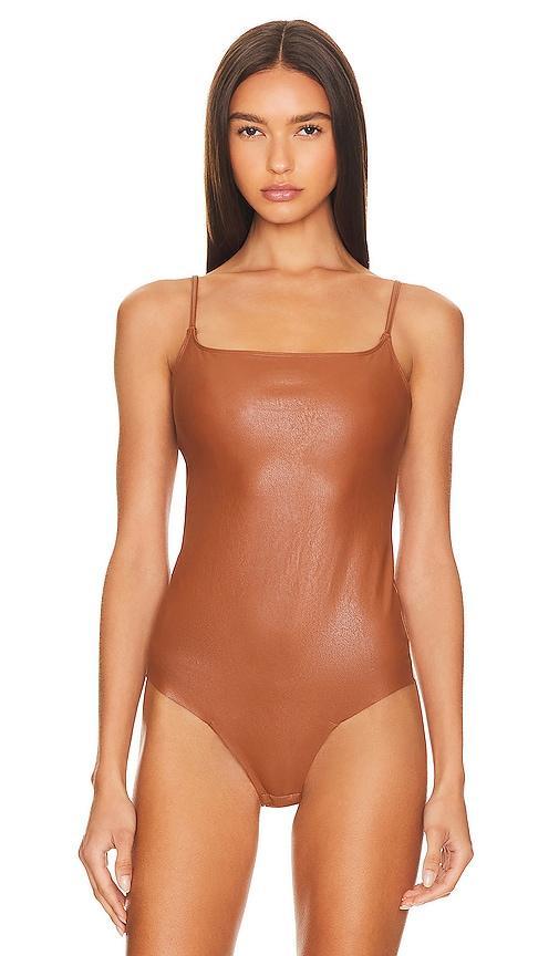 Commando Faux Leather Spaghetti Strap Bodysuit BDS309 Women's Jumpsuit & Rompers One Piece Product Image