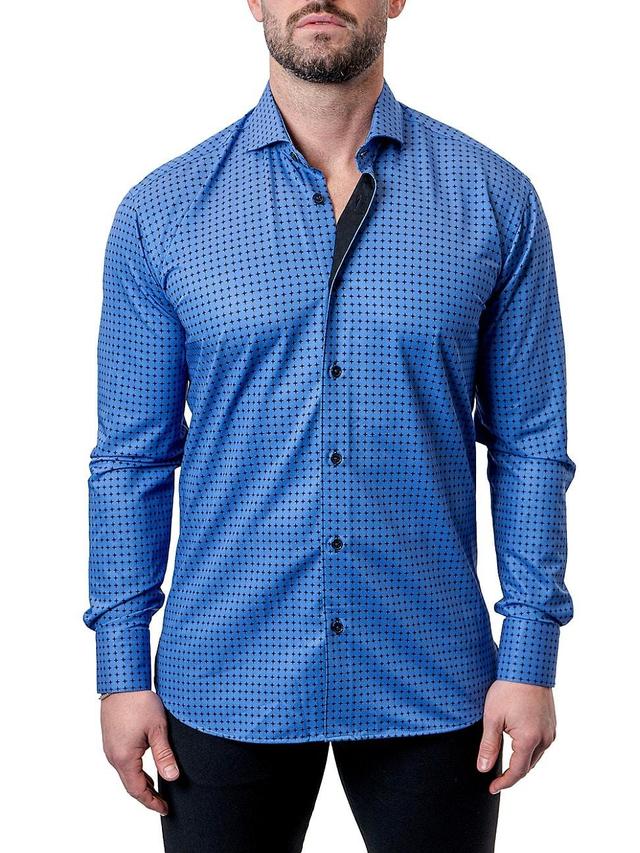 Maceoo Einstein Asterisk Blue Contemporary Fit Button-Up Shirt Product Image