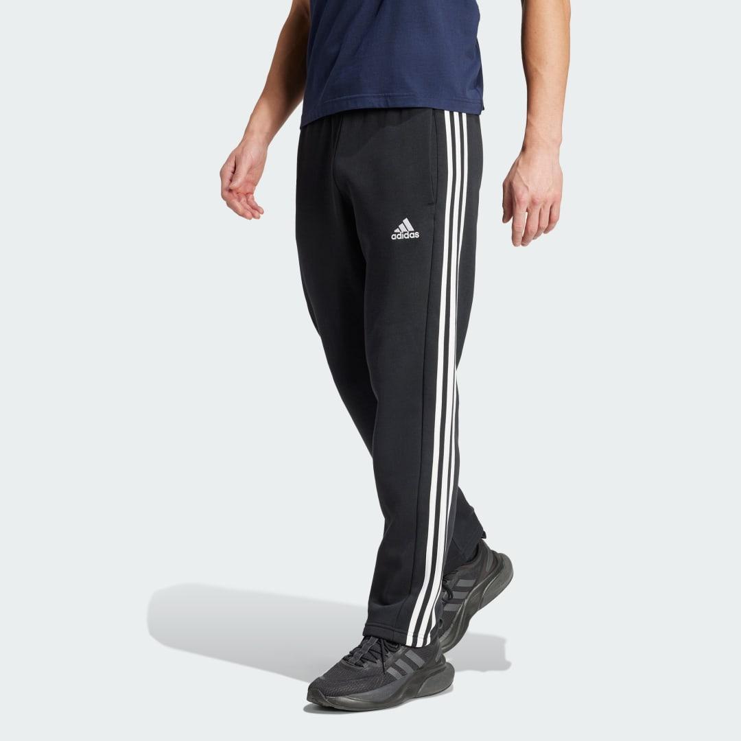 adidas Mens adidas Essentials 3-Stripes Open Hem Fleece Pants - Mens Black Product Image