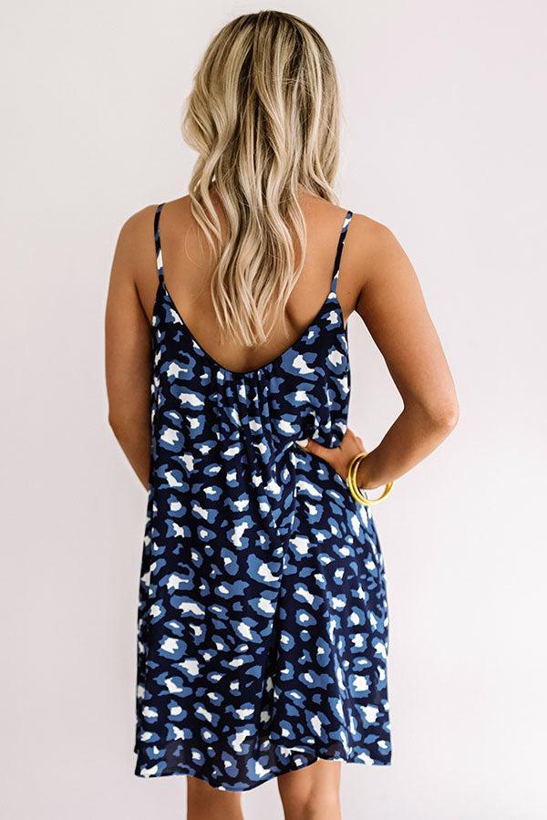 Saturday Sippin' Leopard Shift Dress in Navy Product Image