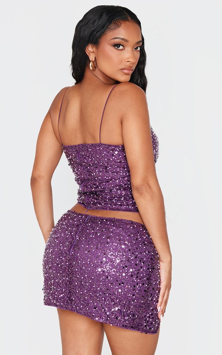 Shape Purple Pearl Sequin Strappy Cami Top Product Image