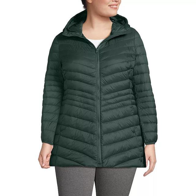 Plus Size Lands End Hood Wanderweight Ultralight Down Packable Jacket, Womens Product Image