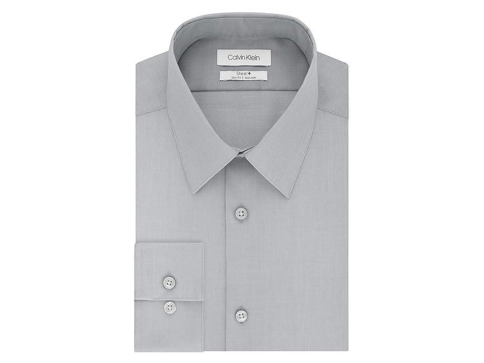 Calvin Klein Men's Dress Shirts Slim Fit Non Iron Solid (Cement) Men's Long Sleeve Button Up Product Image