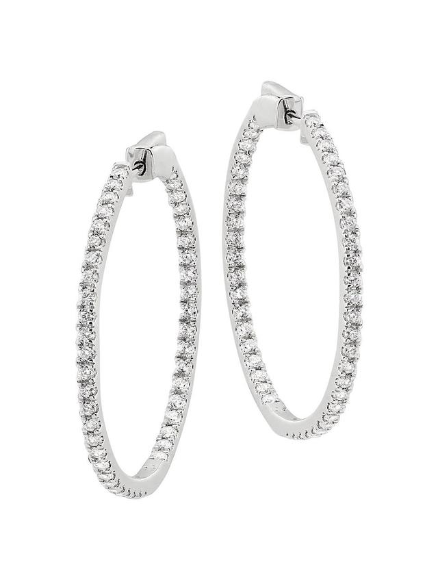 Womens 14K White Gold & 2.50 TCW Lab-Grown Diamond Inside-Out Hoop Earrings Product Image