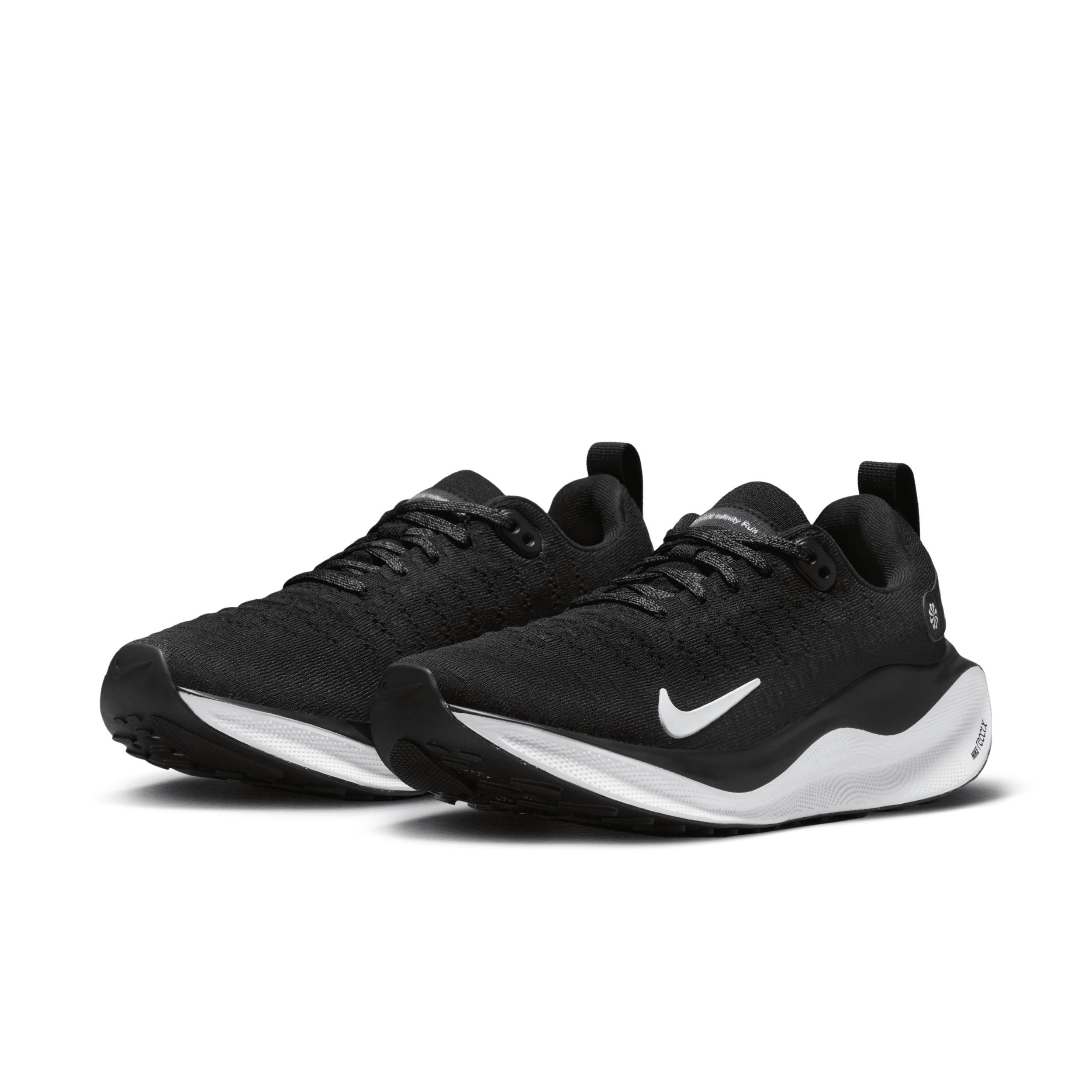 Nike Womens Nike React Infinity Run Flyknit 4 - Womens Running Shoes Black/White/Dark Grey Product Image