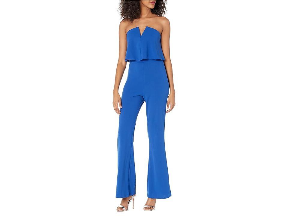 Bebe Strapless Overlay Jumpsuit (Jet ) Women's Jumpsuit & Rompers One Piece Product Image