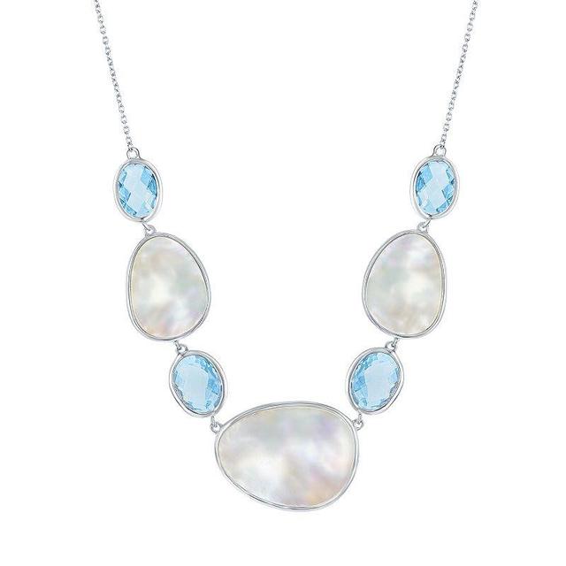 Sterling Silver Mother-of-Pearl & Blue Topaz Necklace, Womens Silvertone Product Image