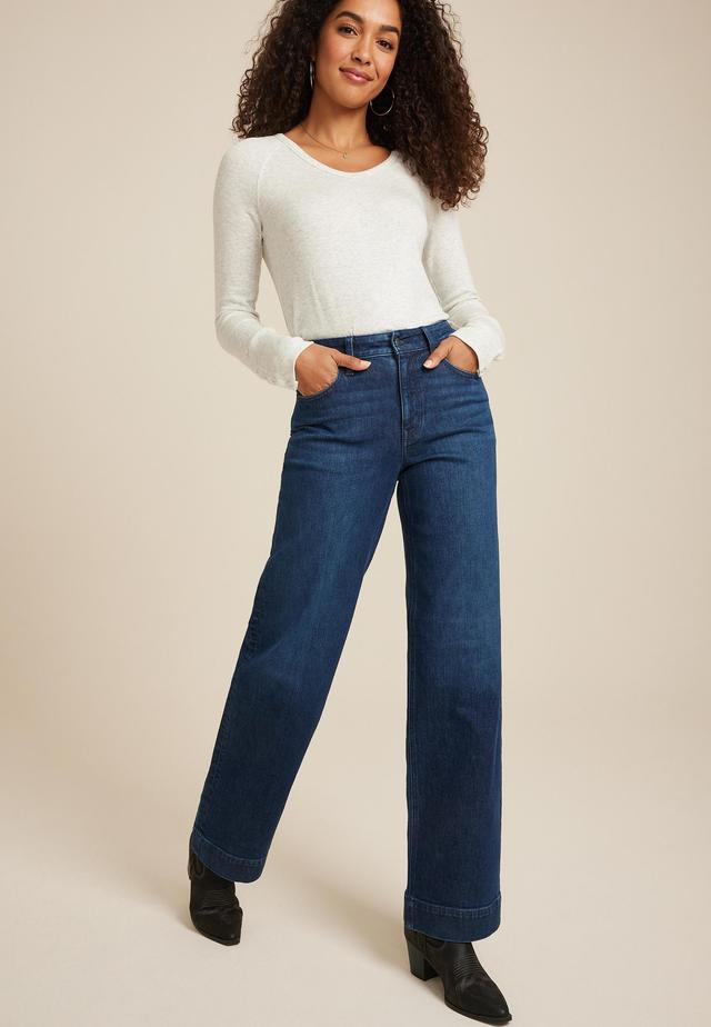 Dark High Rise Wide Leg Jean Product Image