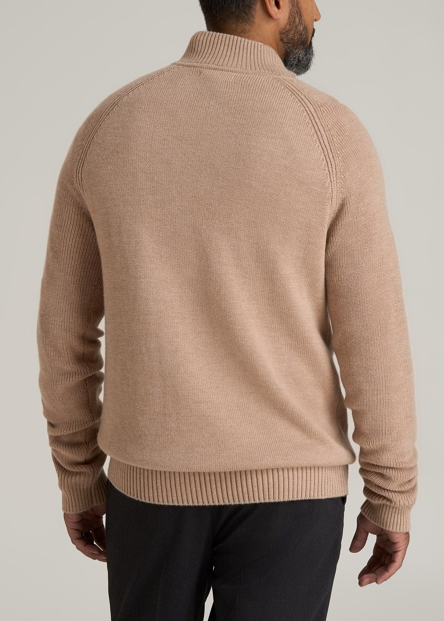 Chunky Merino Quarter Zip Sweater for Tall Men in Oat Male Product Image