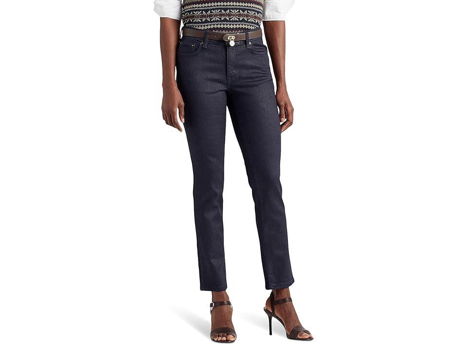 Lauren Ralph Lauren Coated Mid Rise Ankle Straight Jean Product Image