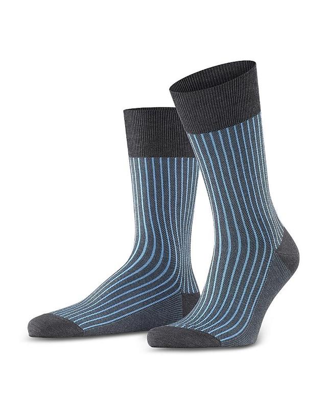 Falke Mercerized Cotton & Nylon Two Tone Stripe Jacquard Dress Socks Product Image