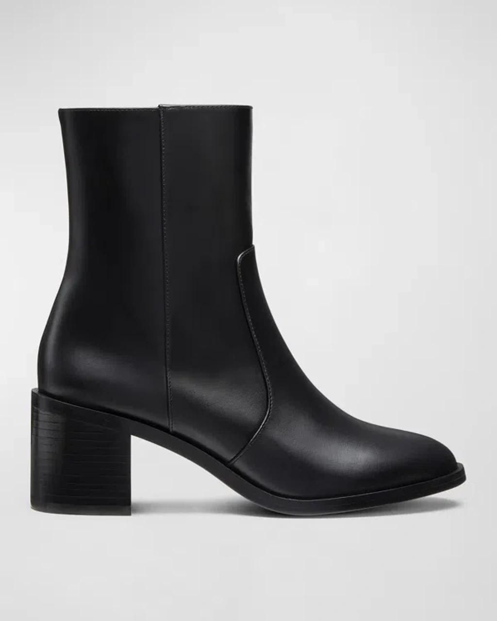 Esme Leather Zip Booties In Black Product Image