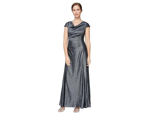 Alex Evenings Long A-Line Metallic Knit Gown Women's Dress Product Image