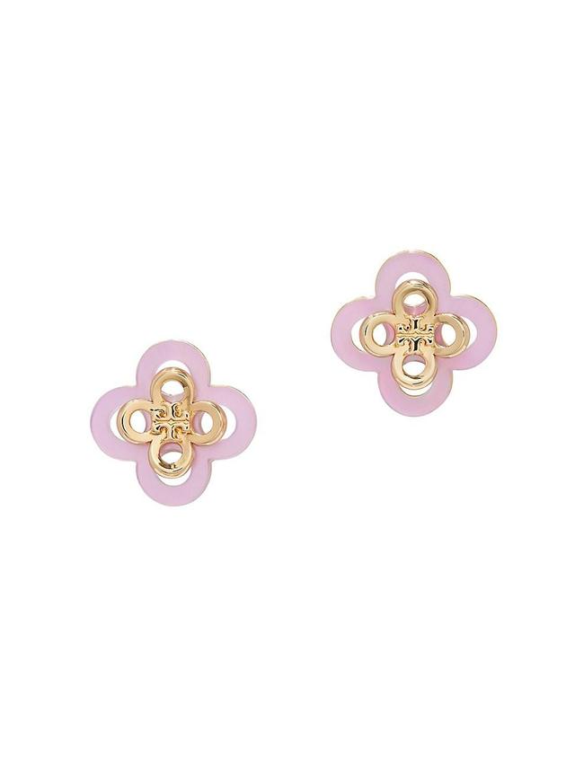 Womens Kira 18K-Gold-Plated & Mother-Of-Pearl Clover Stud Earrings Product Image