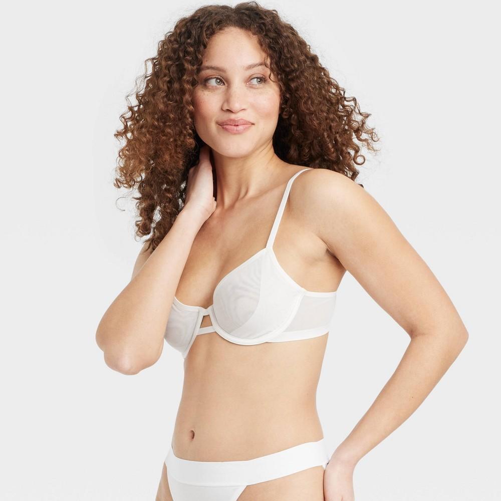 Womens Mesh Unlined Demi Bra - Auden White 34DDD Product Image