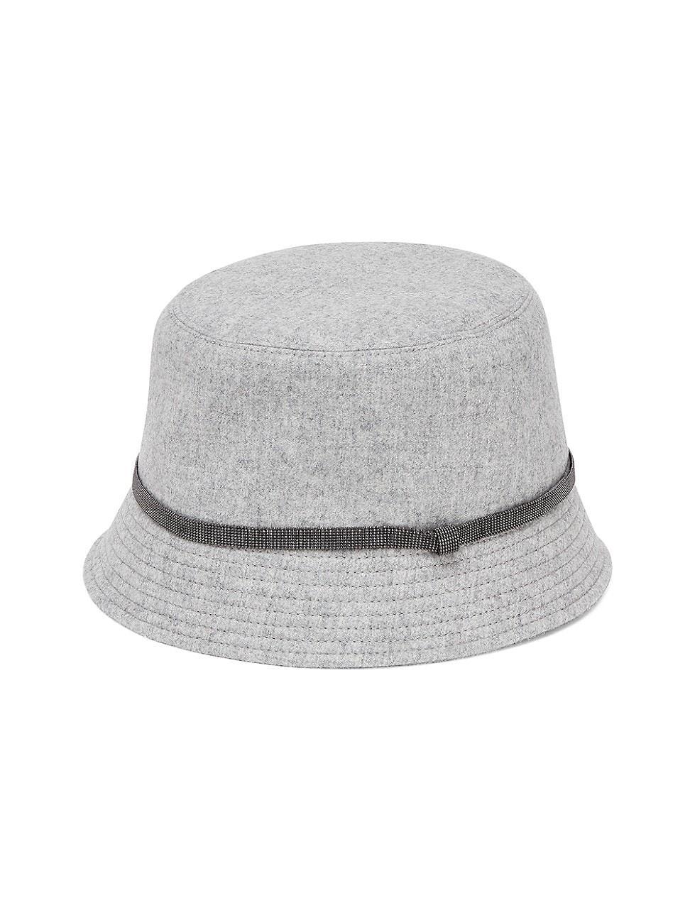 Womens Virgin Wool and Cashmere Flannel Bucket Hat with Shiny Band product image