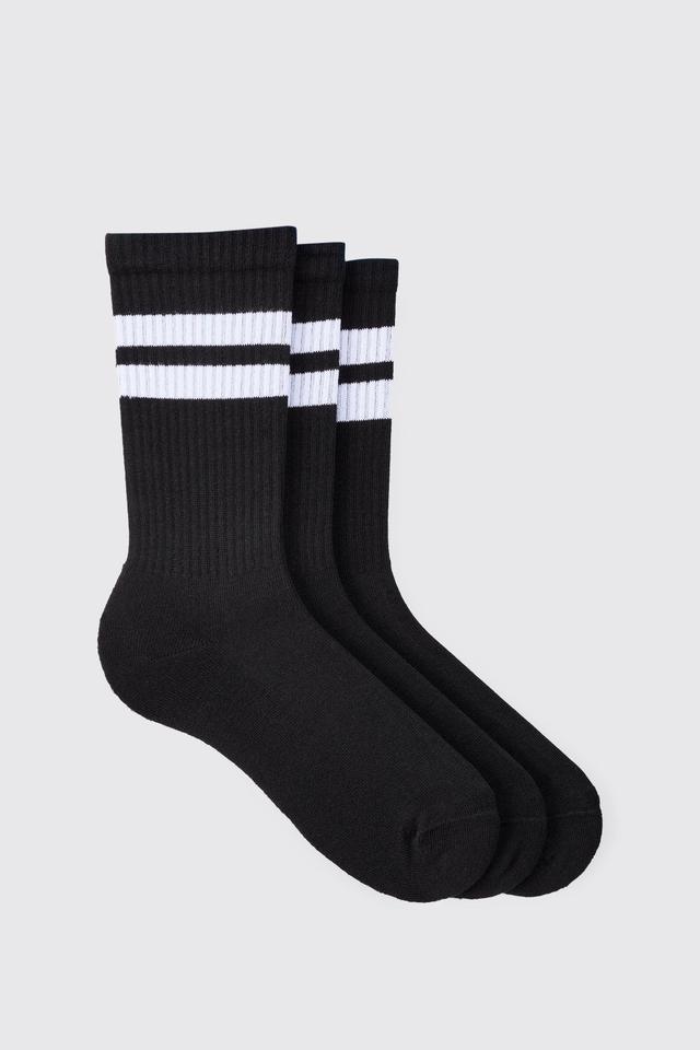 3 Pack Sport Stripe Socks | boohooMAN USA Product Image