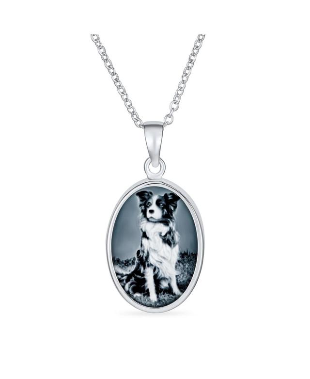 Bling Jewelry Black Cz Sitting White Grey Puppy Dog Portrait Cameo Pendant Necklace For Women Sterling Silver Product Image