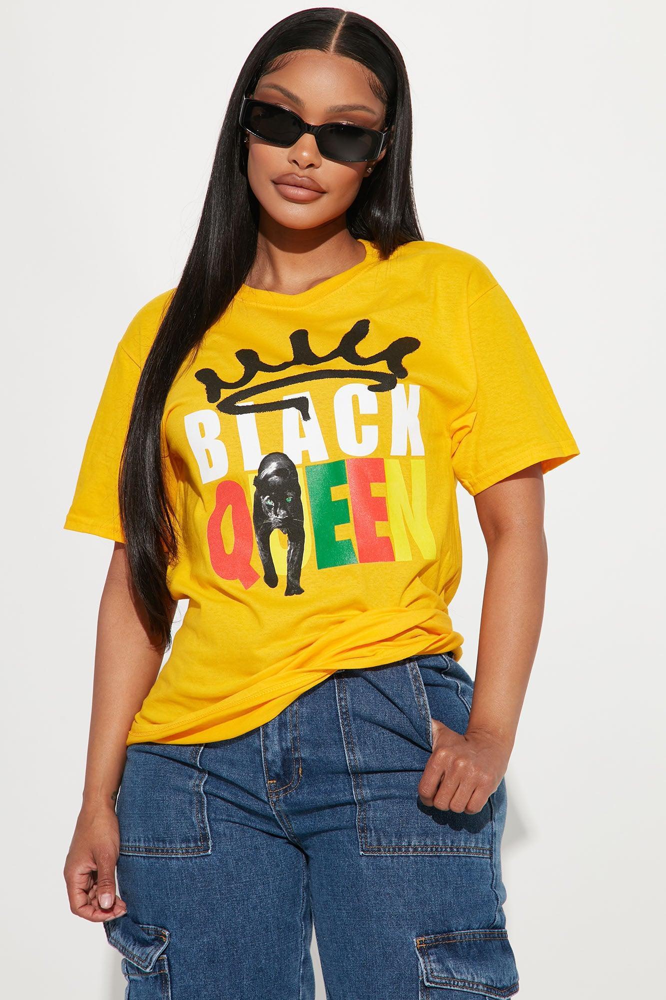 Black Queen Graphic T-Shirt - Mustard Product Image