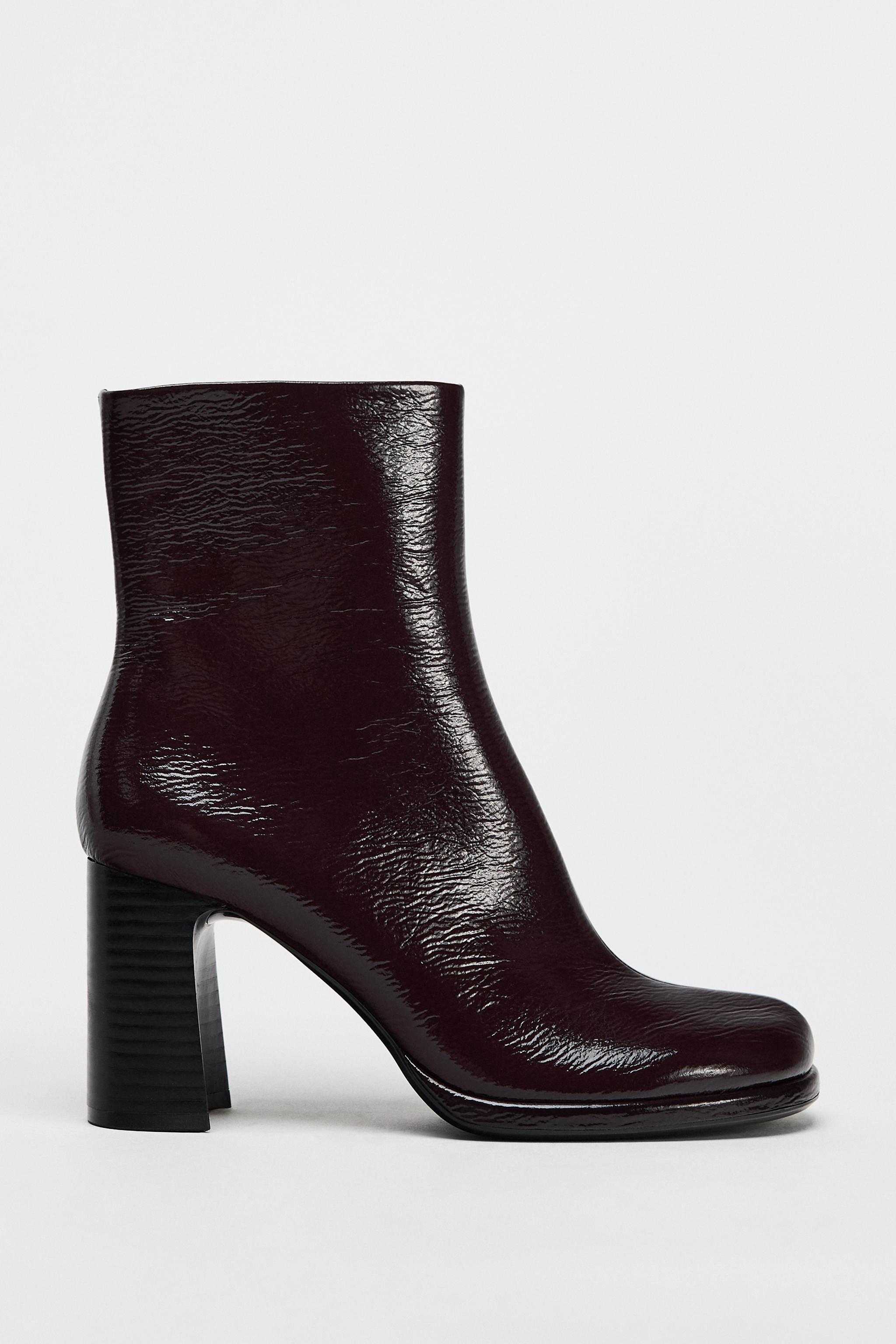 FAUX PATENT LEATHER HEELED ANKLE BOOTS Product Image