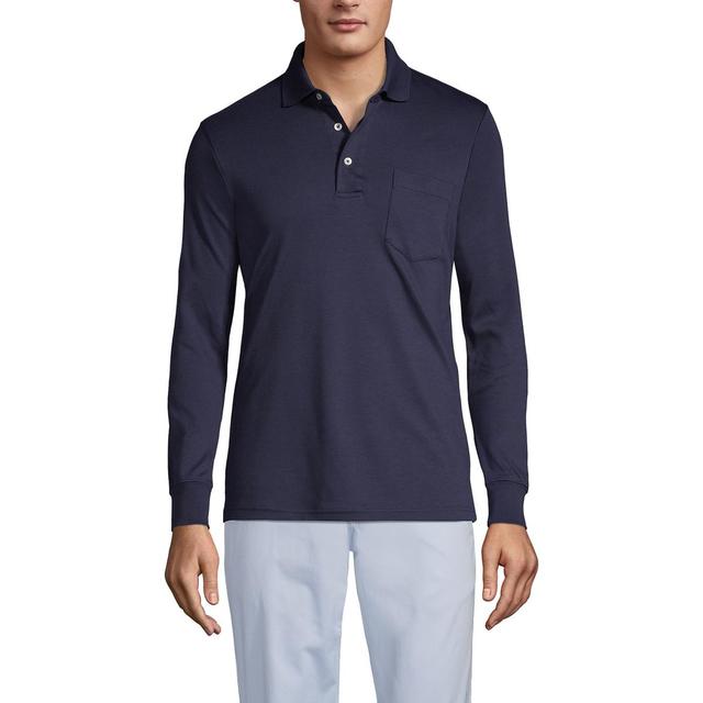 Big & Tall Lands End Classic-Fit Super Soft Supima Pocket Polo, Mens Radiant Blue Product Image