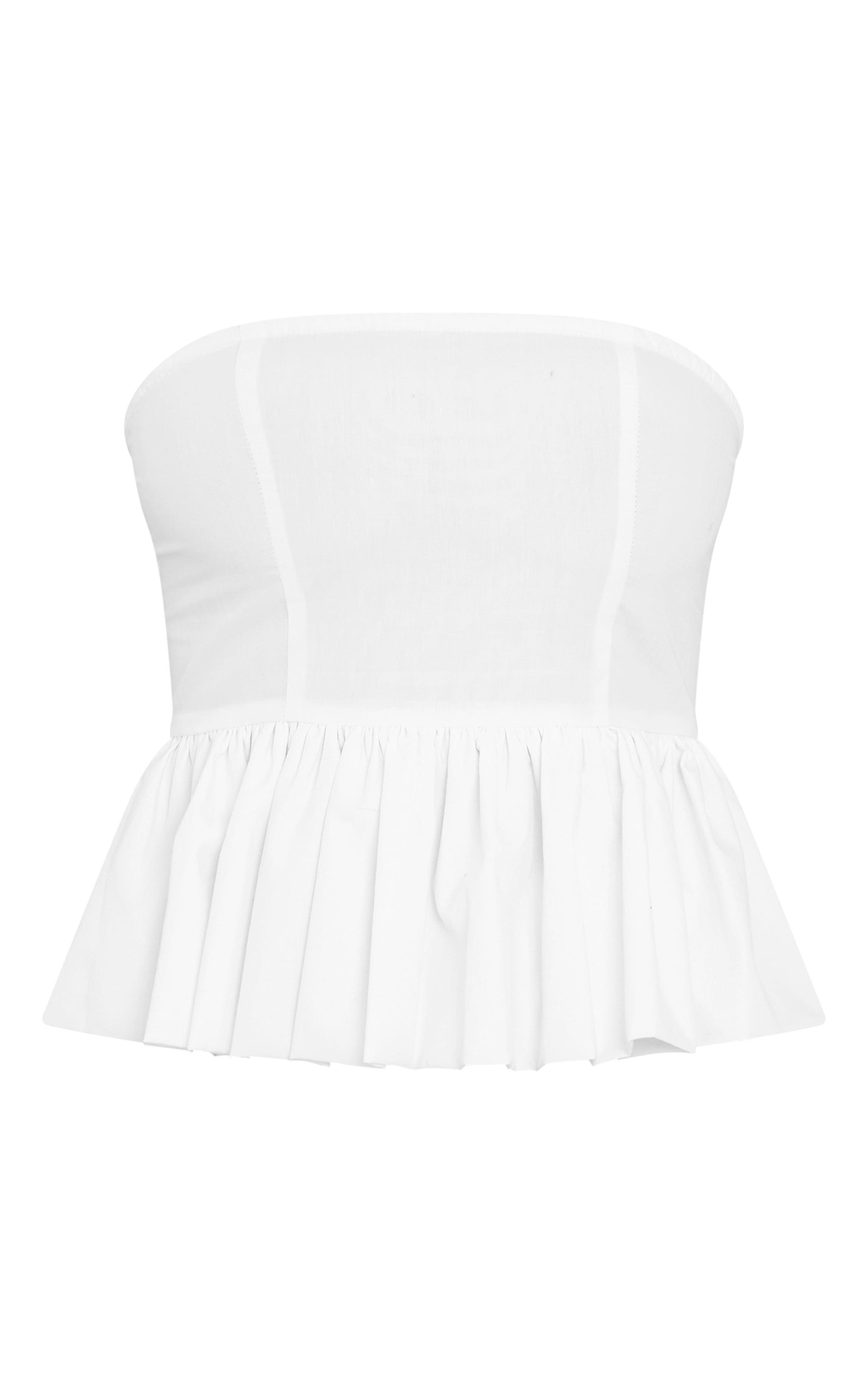 Eternal White Cotton Ruffle Bandeau Top Product Image