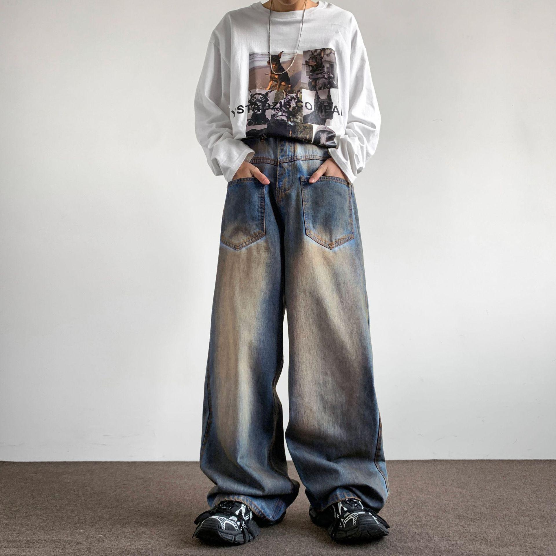 Sopula Retro Reverse-Worn Distressed Wasteland Style Jeans Product Image