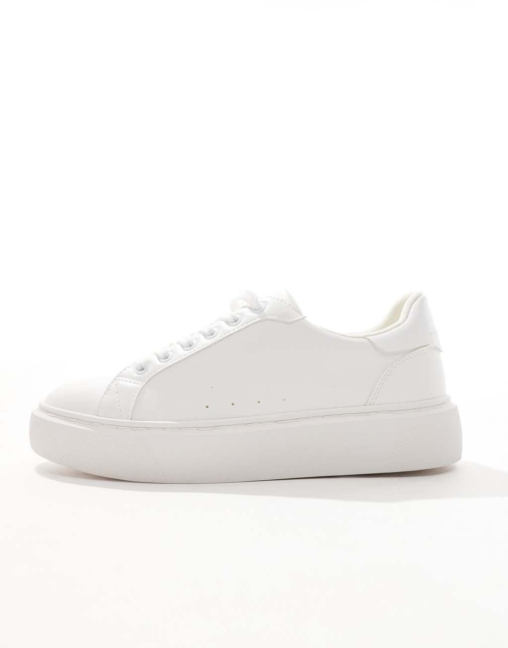 ASOS DESIGN chunky lace-up sneakers in white  Product Image